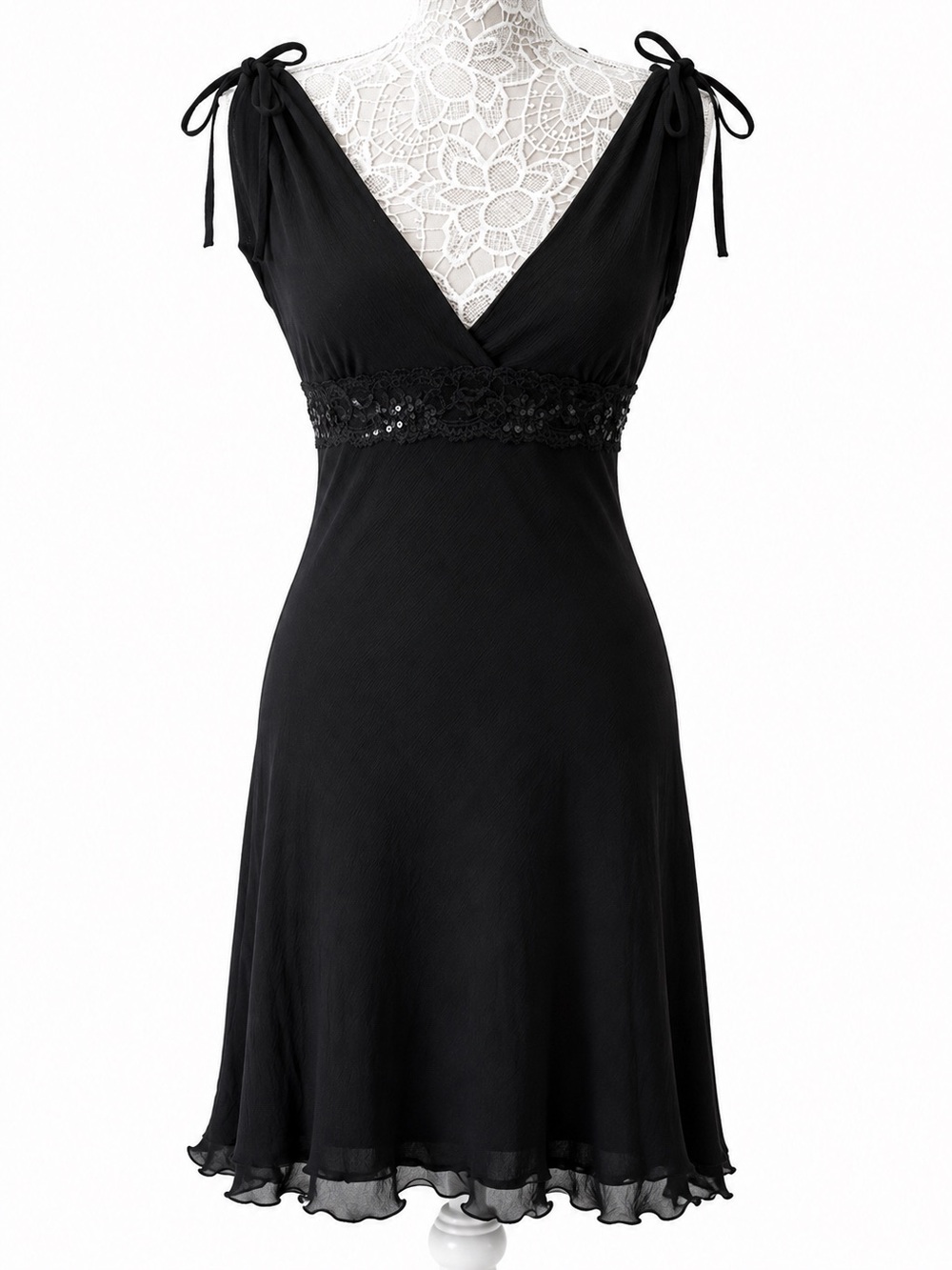 Vintage Forever21 Black Dress with Lace and Sequins Size Small